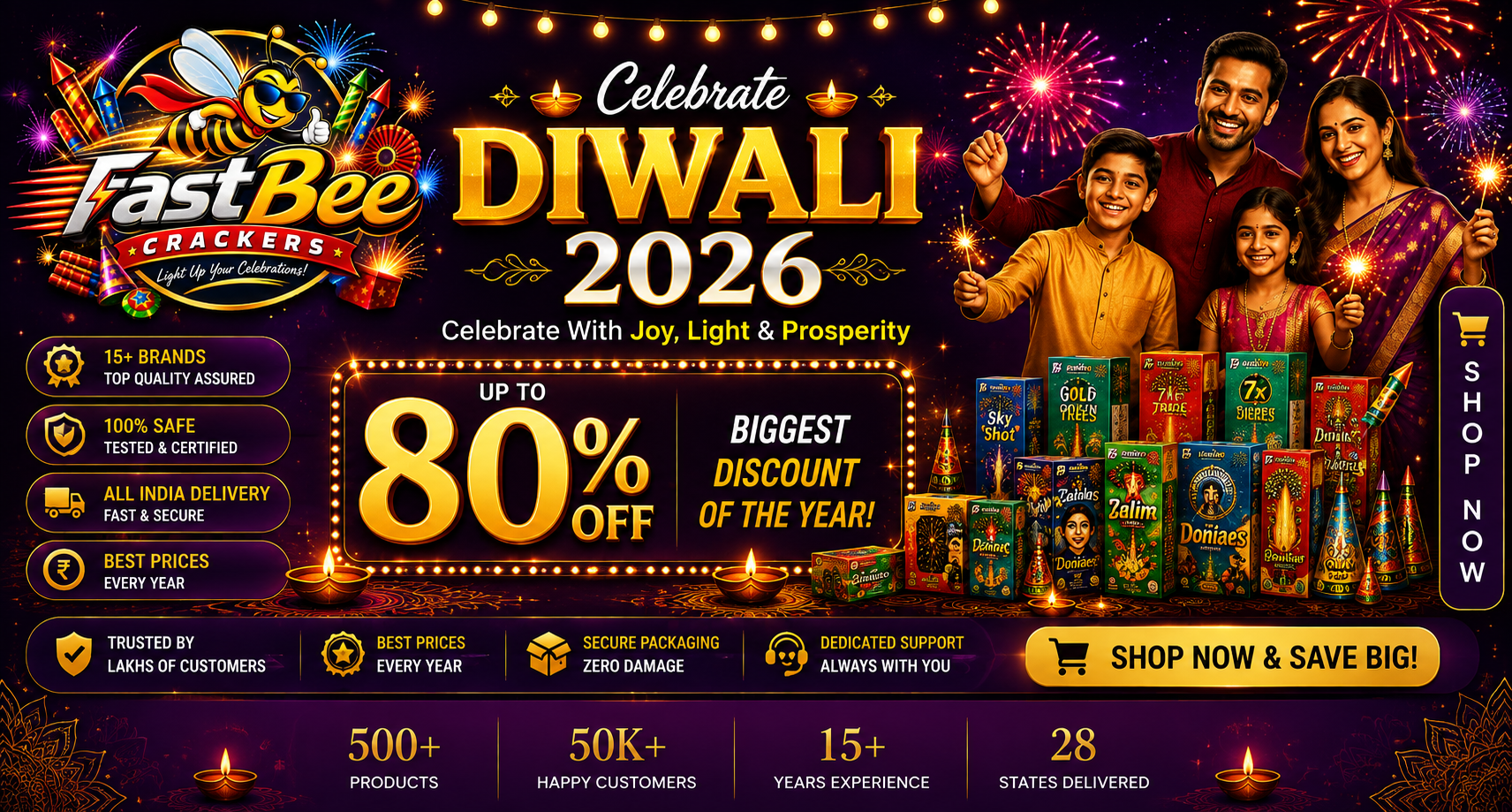 Fast Bee Crackers - Diwali 2026 - Up to 80% Off